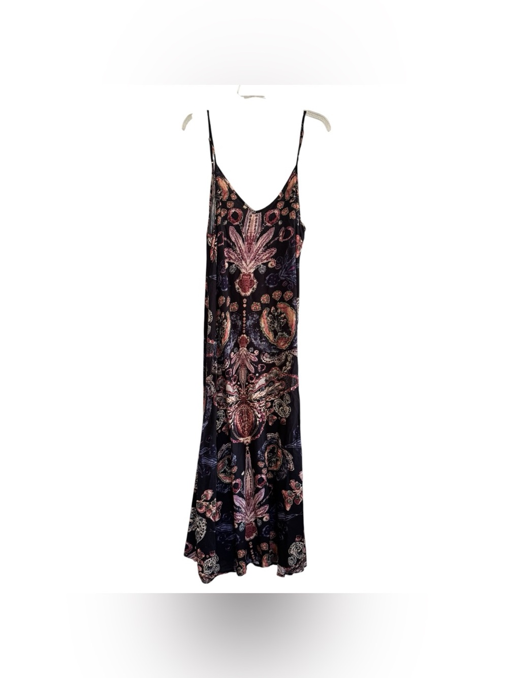 NATURAL LIFE Black Gracie Maxi Slip Dress V-neck Whimsigoth Dark Botanical L - Picture 3 of 11